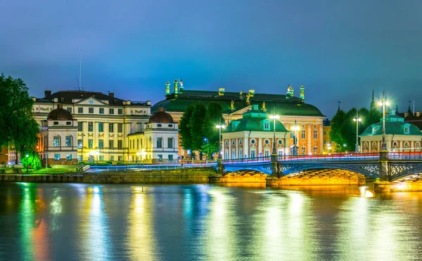 Night View Bonde Palace Riddarhuset Building Central Stockholm Sweden — Stockfoto