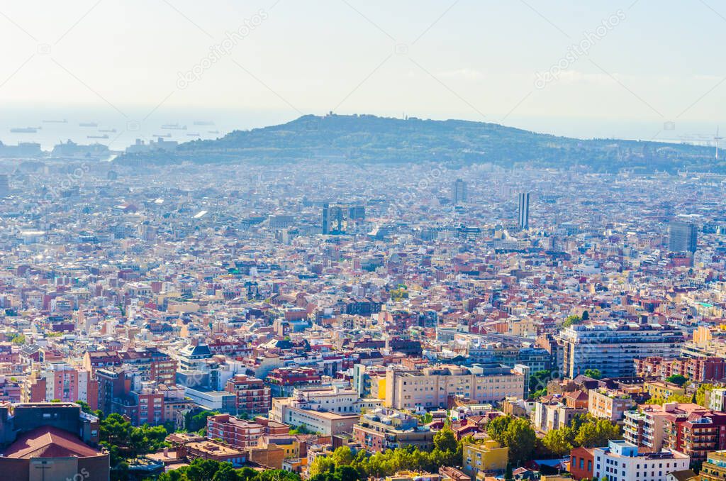 Aerial view of Barcelona, Spai