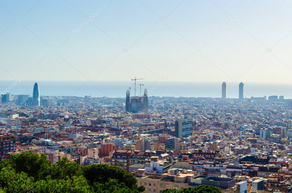 Aerial view of Barcelona, Spai