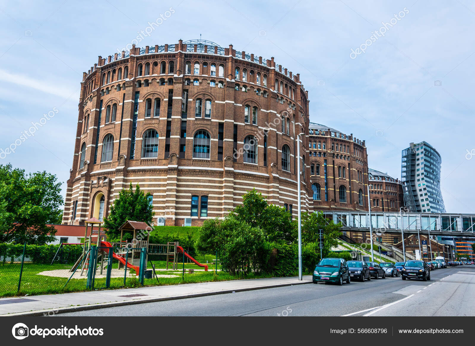 Gasometer Complex Used Serve Gas Storage Facility Nowadays Serves Shopping Stock Editorial Photo C Dudlajzov
