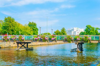 İsveçli Goteborg 'un merkezinde bir kanal görüntüsü
