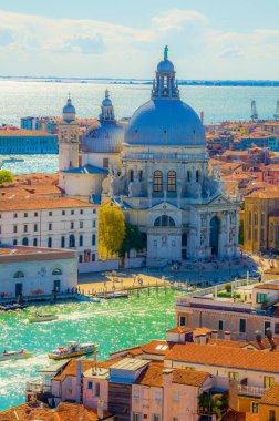 Venedik, büyük kanal manzarasına ve basilica santa Maria della salute. İtalya.