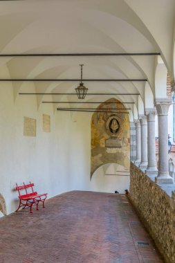 View of the lipomanno arcade leading to the castle of Udine, Italy