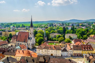Avusturya 'daki Melk kasabasının havadan görünüşü