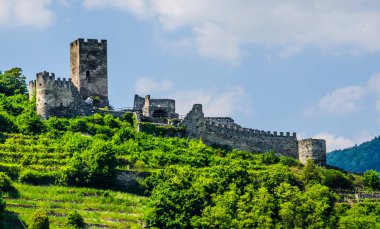 Hinterhaus Kalesi 'ni mahveder. Spitz, Tuna Nehri, Vachau Vadisi - Unesco Dünya Mirası Bölgesi, Aşağı Avusturya