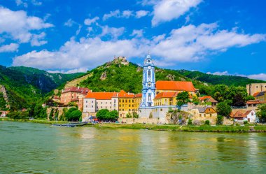 The medieval town of Durnstein along the Danube River in the picturesque Wachau Valley, a UNESCO World Heritage Site, in Lower Austria