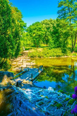 Wroclaw Üniversitesi, Polan Botanik Bahçesi 'nin içinde süslü bir göl.