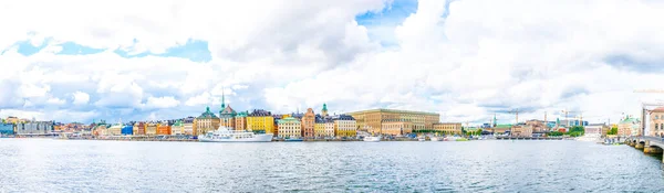 Panorama Sztokholmu Wyspą Sodermalm Starym Miastem Gamla Stan Zamkiem Królewskim — Zdjęcie stockowe