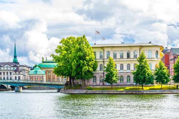 Панорама Краєвиду Гамла Стена Стокгольмі Включаючи Riksdagshuset Bonde Palace Riddarhuset — стокове фото