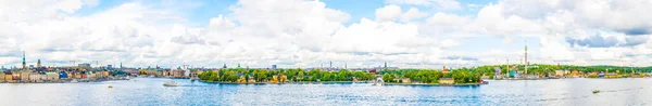 Panorama Stockholm Including Gamla Stan Nordiska Museum Grona Lund Amusement — Stock fotografie