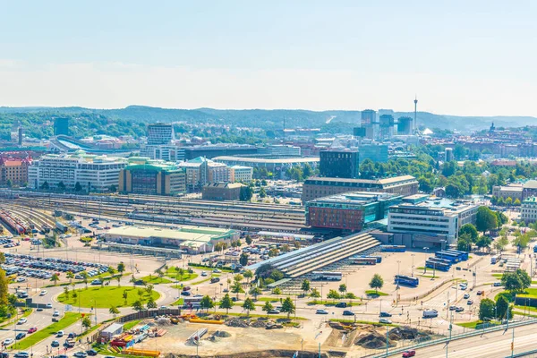 Vista Aérea Uma Estação Ferroviária Cidade Sueca Gotebor — Fotografia de Stock