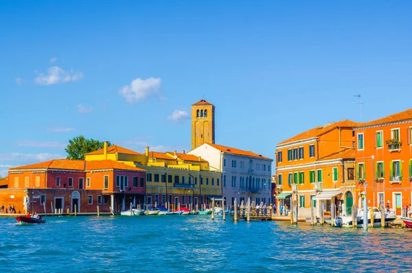 View Typical Buildings Murano Island Venice Viewed Deck Ferry — Zdjęcie stockowe