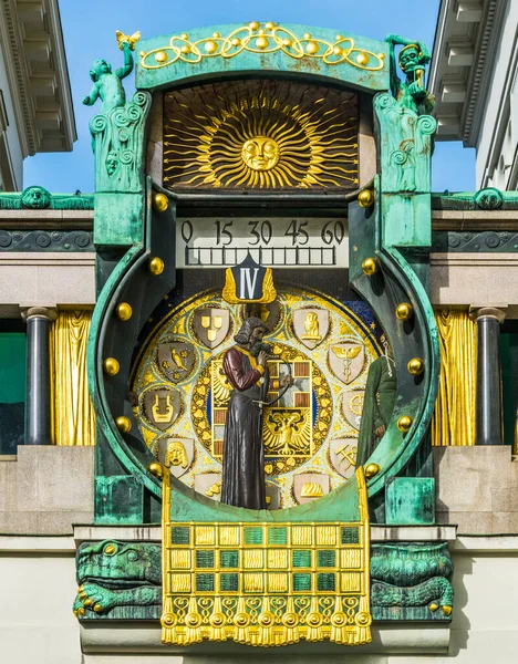 View Famous Ankeruhr Clock Historical Center Vienna Austria — Stok fotoğraf