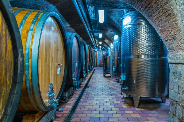 Detail Wooden Wine Barrels Wine Cellar Klosterneuburg Abbey Austria — стокове фото