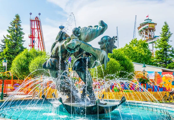 View Clown Fountain Front Wurstel Theater Prater Amusement Park Vienna — Stock Photo, Image