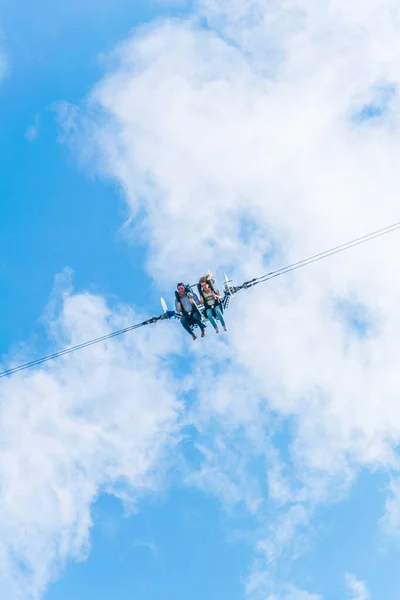 Detail People Levitating Air Thrilling Attraction Prater Amusement Park Vienna — Fotografia de Stock