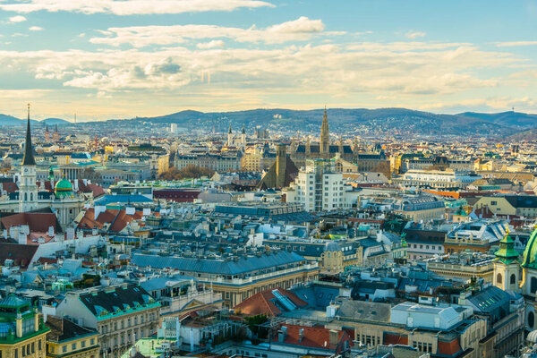 Aerial view of Vienna from the stephansdom cathedral.