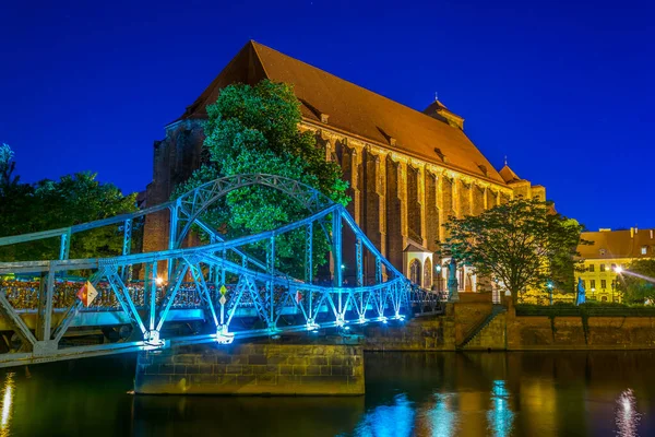 Vista Pôr Sol Igreja Nossa Senhora Maria Areia Wroclaw Polan — Fotografia de Stock