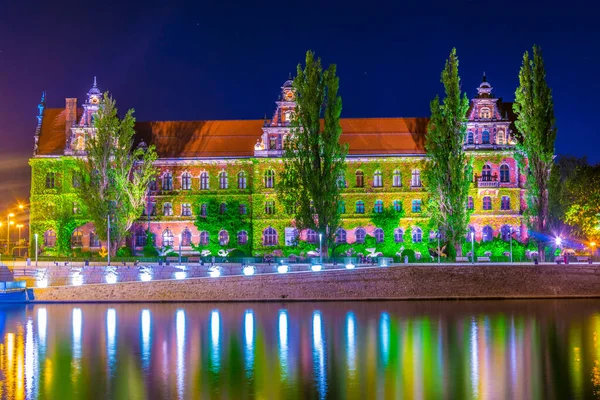 Vista Noturna Museu Nacional Wroclaw Polan — Fotografia de Stock