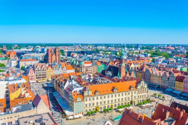 Rynek 'in hava manzarası, merkez Wroclaw' daki resim meydanı, Polan