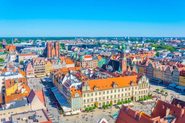 Rynek 'in hava manzarası, merkez Wroclaw' daki resim meydanı, Polan