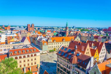 Rynek 'in hava manzarası, merkez Wroclaw' daki resim meydanı, Polan