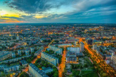 Wroclaw, Polan 'ın günbatımı hava görüntüsü