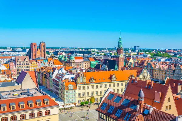 Vista Aérea Rynek Pintoresca Plaza Centro Wroclaw Polan — Foto de Stock