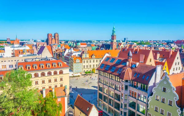 Rynek 'in hava manzarası, merkez Wroclaw' daki resim meydanı, Polan