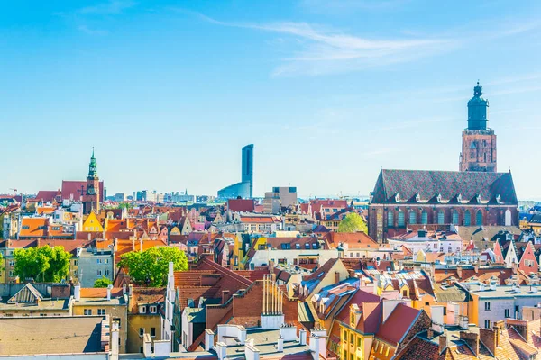 Vista Aérea Wroclaw Con Centro Comercial Sky Tower Ayuntamiento Polan — Foto de Stock