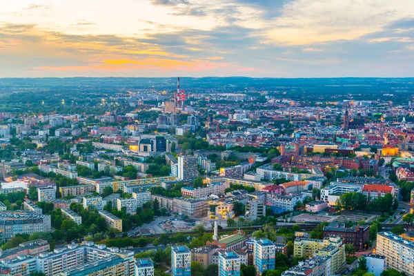 Naplemente Légi Kilátás Wroclaw Polan — Stock Fotó