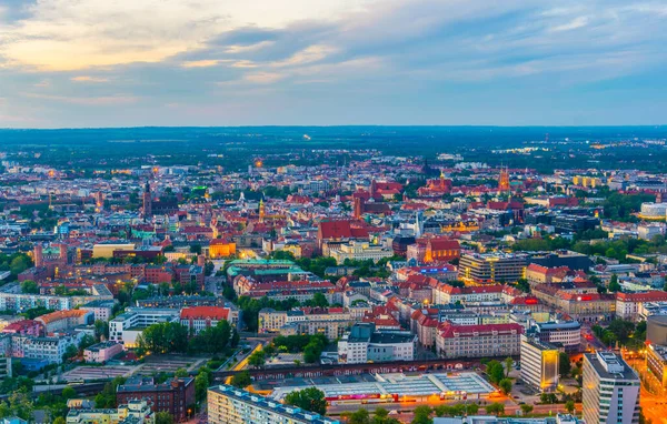 Sunset Aerial View Central Wroclaw Polan — Stock Photo, Image