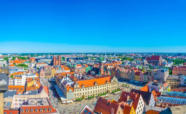 Rynek 'in hava manzarası, merkez Wroclaw' daki resim meydanı, Polan