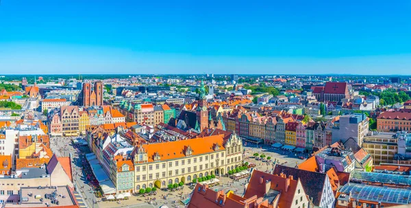 Rynek 'in hava manzarası, merkez Wroclaw' daki resim meydanı, Polan