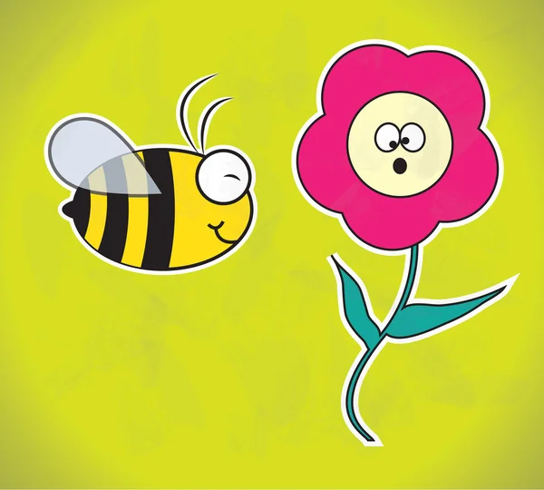 Bir arı ve çiçek. — Stok Vektör
