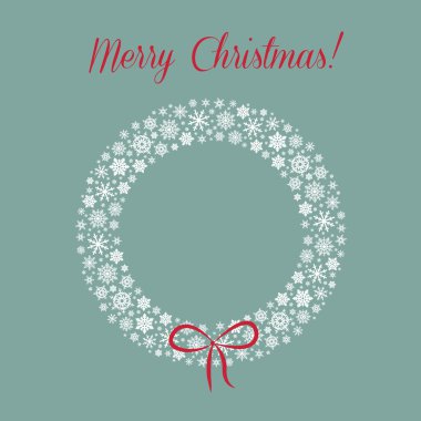 kar tanesi çelenk ile Noel arka vektör