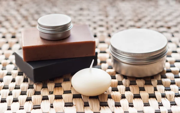 Spa still life with soap and candle — Stock Photo, Image