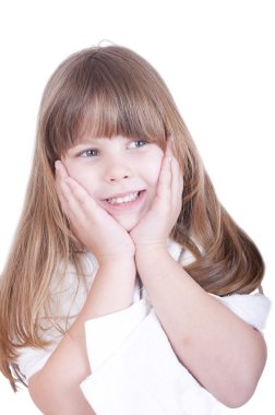 mutlu kız beyaz izole