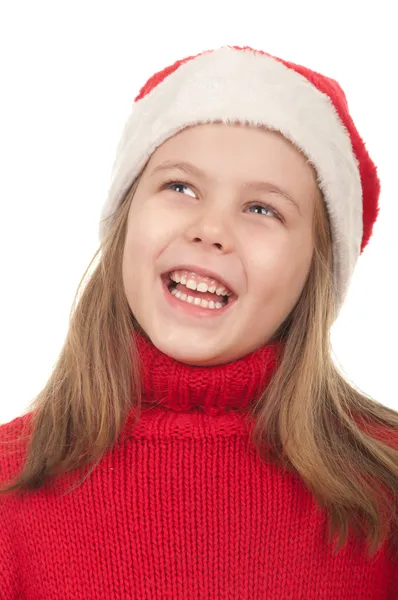 Портрет маленької дівчинки в одязі Санта Клауса — стокове фото
