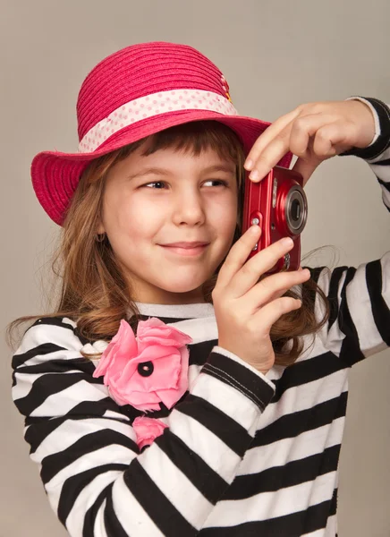 Menina com uma câmera — Fotografia de Stock