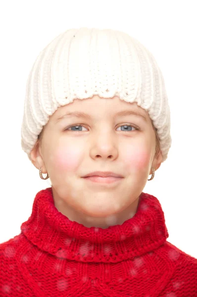 白い帽子と雪の少女 — ストック写真