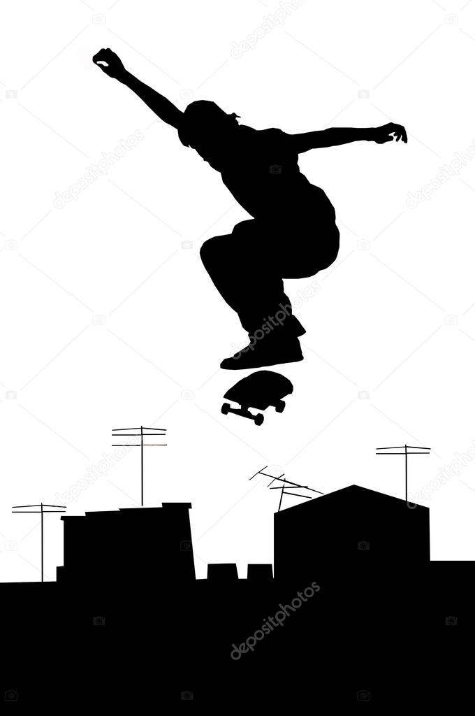 Jumping skateboarder