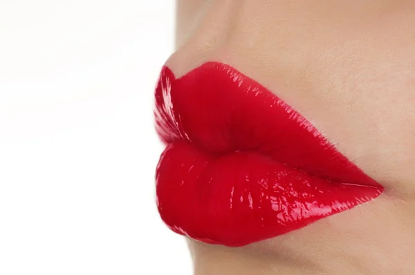 Labios rojos femeninos — Foto de Stock