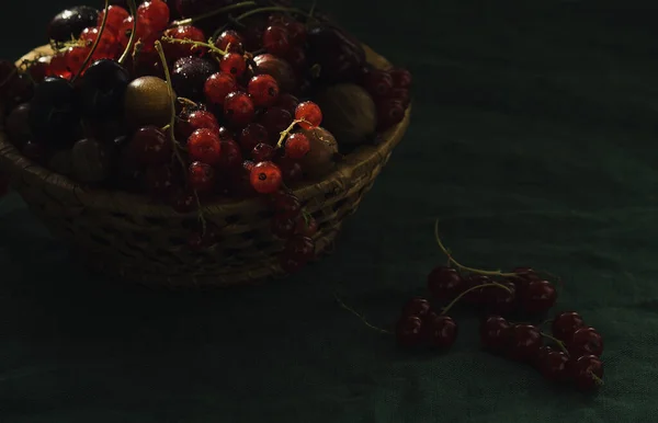 Bir kase dolusu böğürtlenli kirazlar..