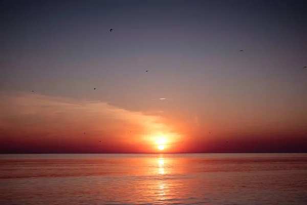 Denizin üzerinde güzel bir gün batımı