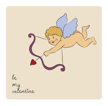 Sevgililer ok ile küçük melek