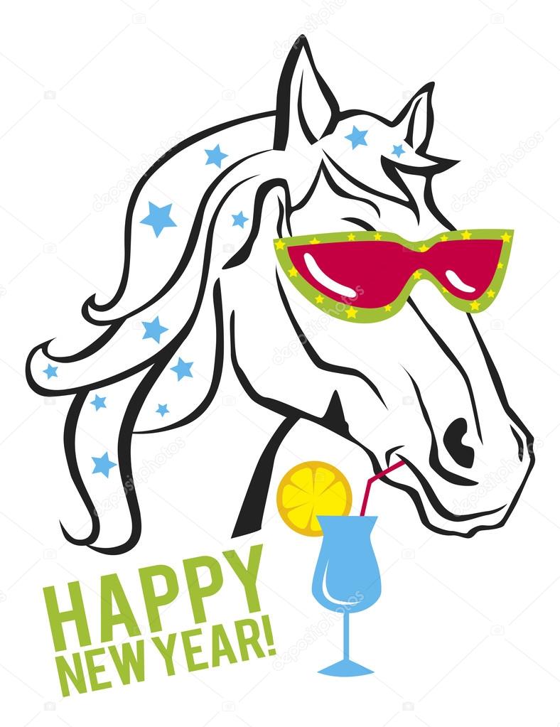 Merry Christmas funny horse — Stock Vector #36669567