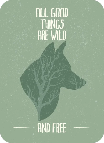 Wolf Head ile Vintage tipografik poster