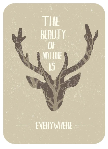 Geyik Kafalı Vintage tipografik poster