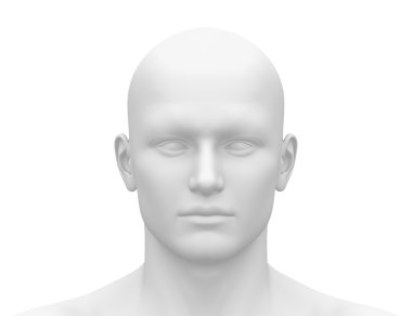 Blank White Male Head - Front view clipart